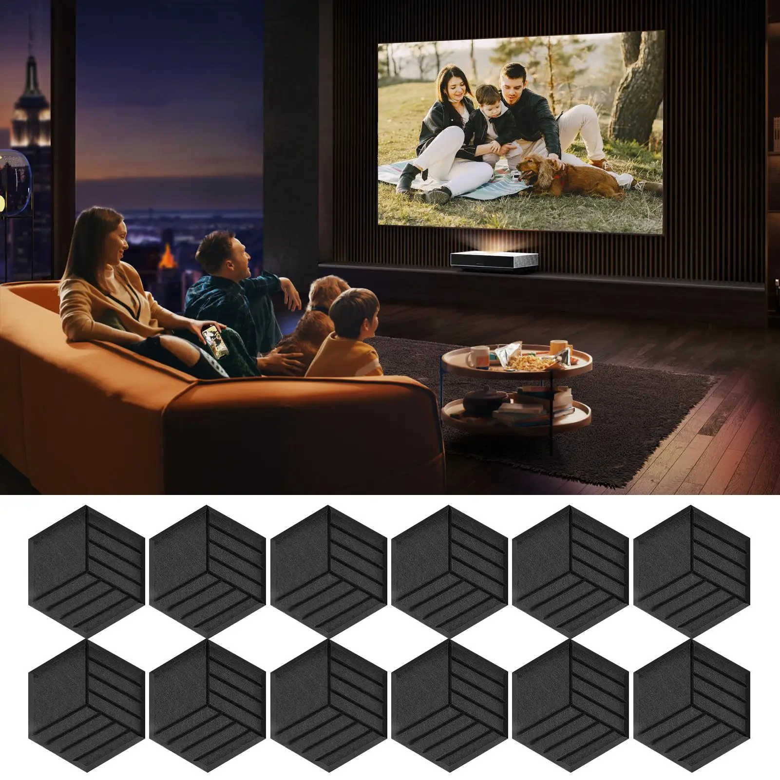 12pc Acoustic Panels Self-Adhesive Sound Proof Panels for Walls Noise Dampening Board High-Density for Bathroom Game Room