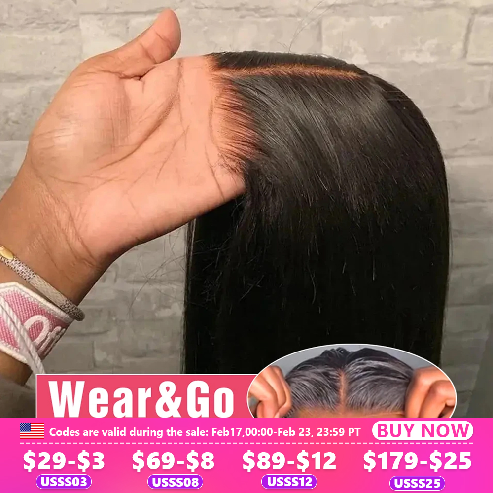 Parrucca diritta senza colla al 180% con chiusura in pizzo Parrucca per capelli umani pronta da indossare 6x4 5x5 Parrucca con chiusura in pizzo Pre pizzicata MYLOCKME