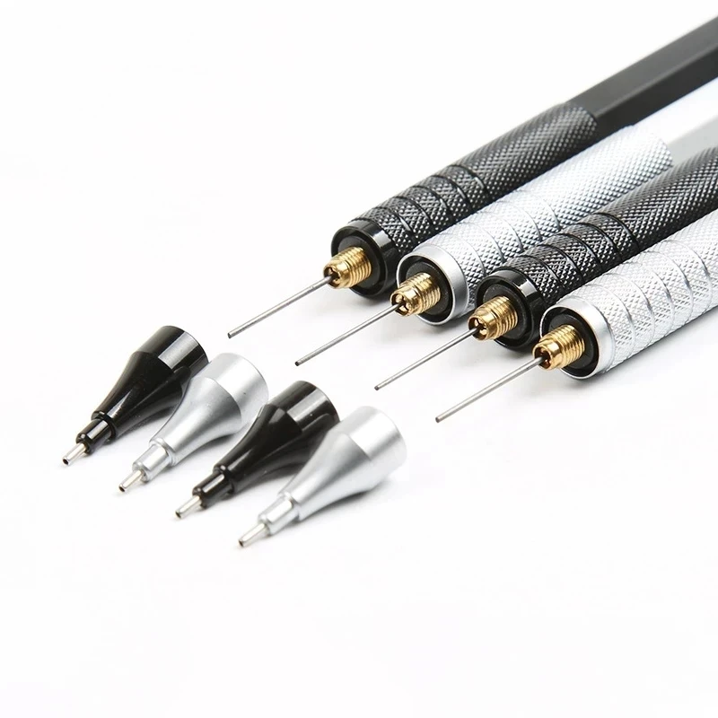 0,3 0,5 0,7 2,0 mm Automatyczne ołówki do rysowania o niskim środku ciężkości Wysuwana stalówka Metalowy ołówek mechaniczny z zestawem upominkowym
