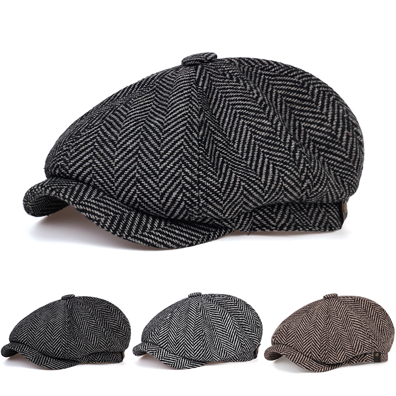 Gorras Retro Newsboy para hombre, sombreros de pintores británicos, boinas de otoño e invierno, gorra plana en espiga, boinas de Hip Hop