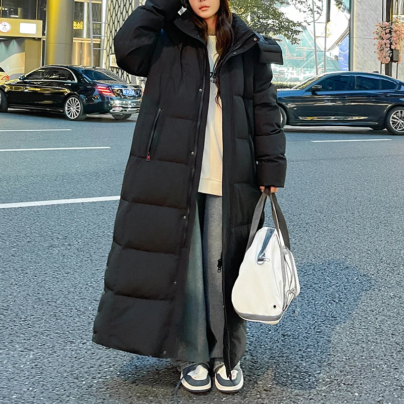 Chaqueta de plumón forrada de invierno para hombre, abrigo cálido de plumón de pato blanco 90 holgado y grueso de lujo, Parka con capucha de esquí a prueba de frío K-pop para pareja