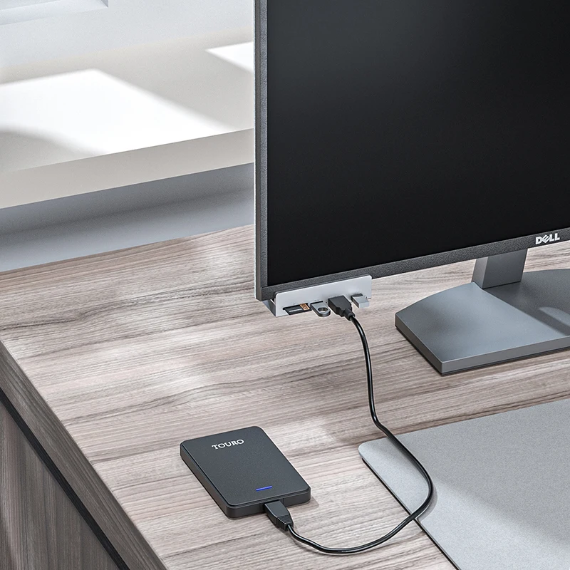 Aluminium Typ C 4-Port USB 3.0 HUB Telefonhalter SD TF USB Speicherkartenleser DC Netzteil Splitter Mehrere Extend Dock