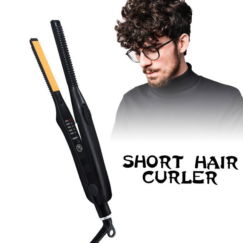 Alisador de pelo 2 en 1, rizador de pelo, plancha plana de cerámica profesional para pelo corto, alisador de barba para hombre y mujer