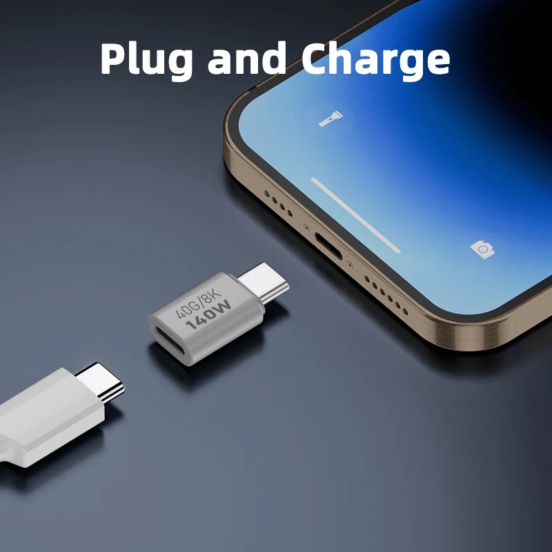 Adaptador de carga rápida PD140W USB4.0 tipo C a USB C, convertidor, conector de sincronización de datos de 40Gbps, 8K @ 60Hz, adaptador USB C OTG para MacBook