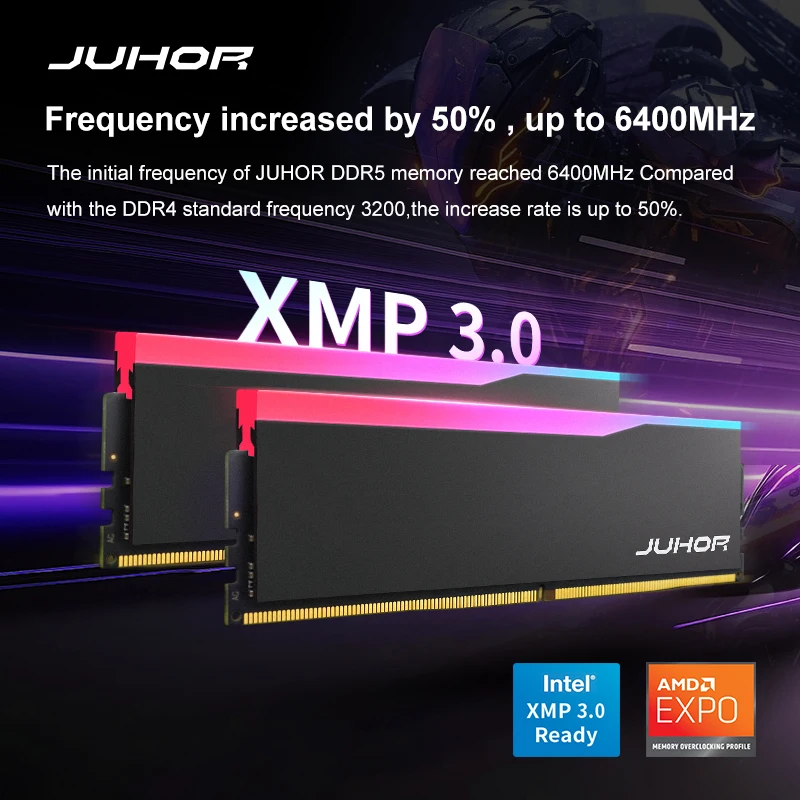 JUHOR Memoria Ram RGB DDR5 16GB 6000MHz 6400MHz PC5 Desktop Computer Dimm-geheugen