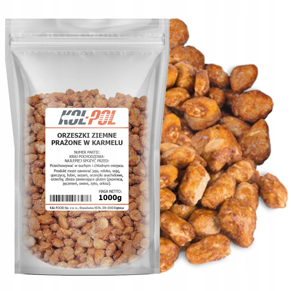 ORZECHY ZIEMNE KARMELOWE 1kg Orzeszki prażone w karmelu jakość Kol-Pol