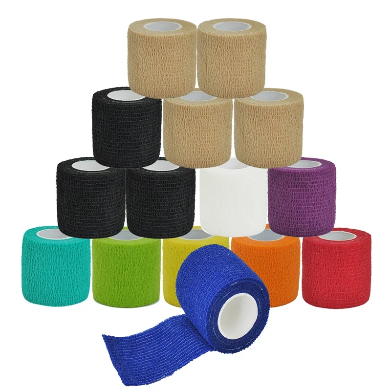 1/6 rolo 2.5/5/7.5/10cm * 4.8m bandagem autoadesiva elástica não tecida bandagem coesiva para fixação esportiva dedo pulso perna
