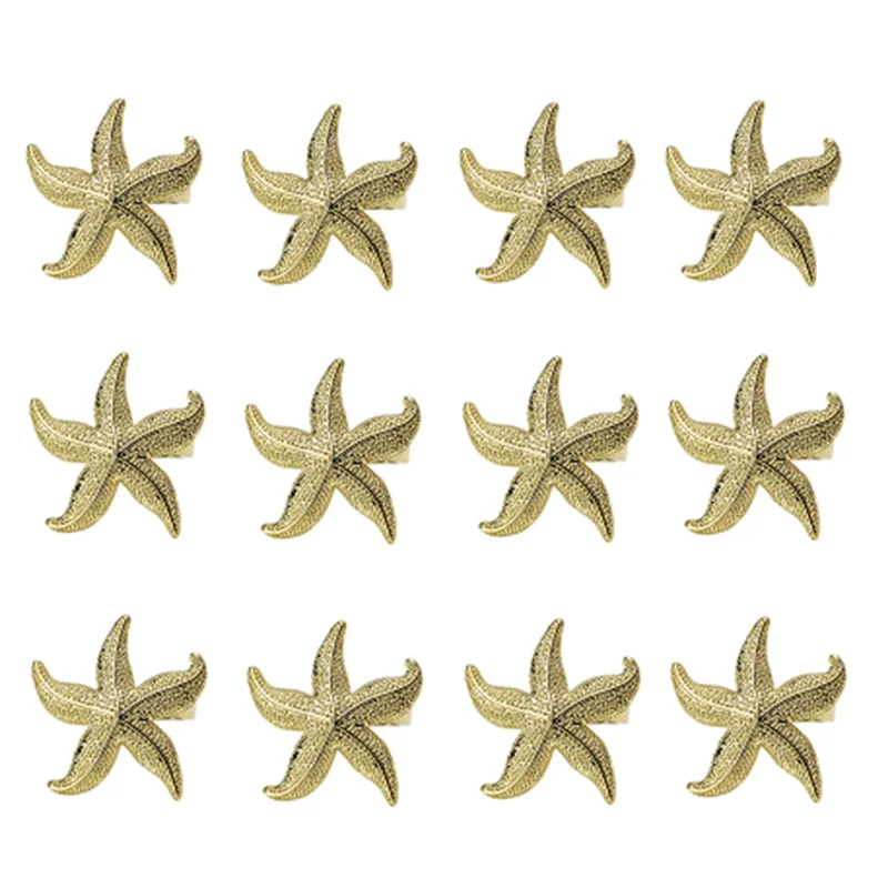 BABQ Portatovaglioli Stella Marina 12 Decorazioni per la tavola da spiaggia per feste di matrimonio estive nautiche in oro