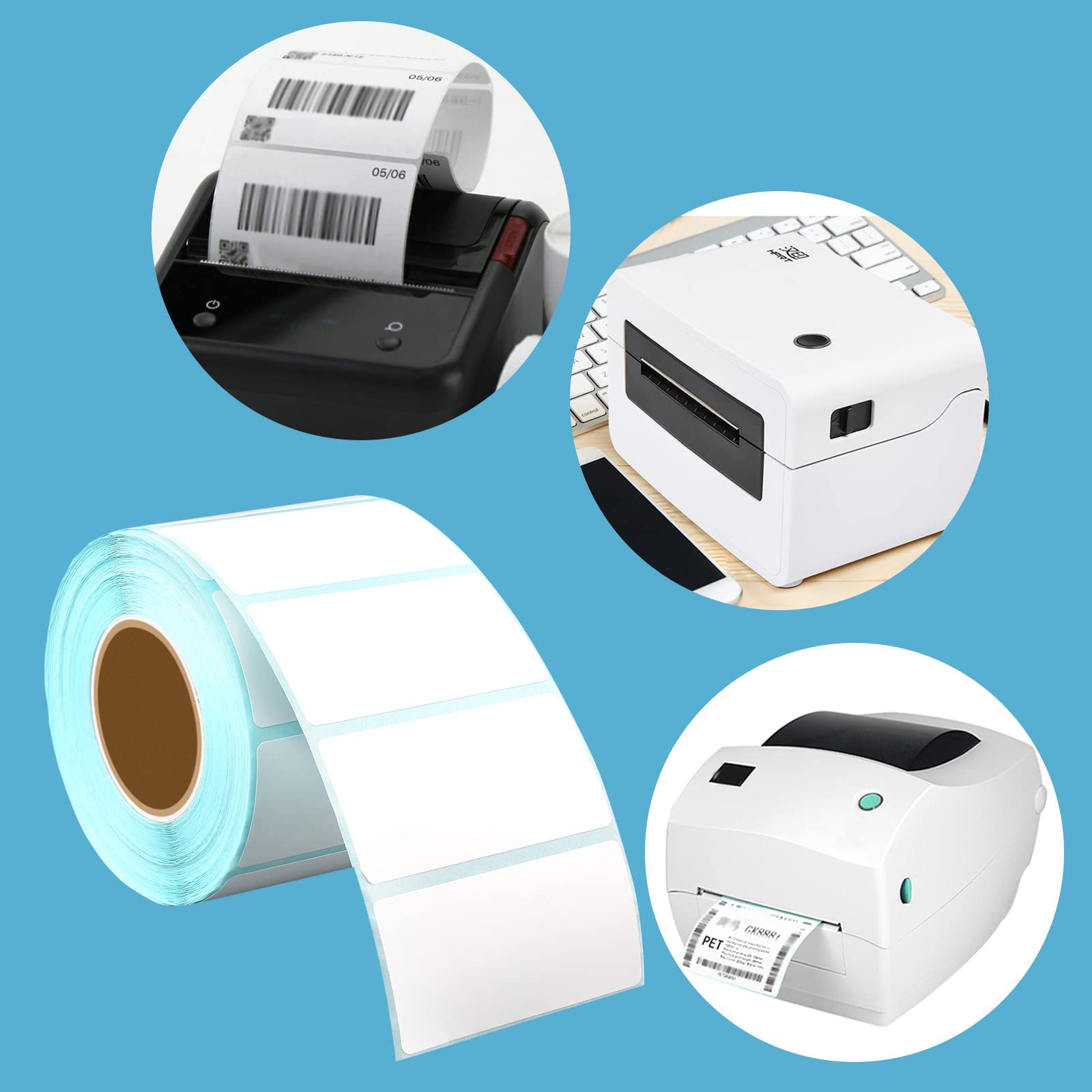 Directe thermische verwijderbare blanco etiketten Rechthoekige zelfklevende beschrijfbare barcodesupermarkt BPA-vrije stickers voor thermische printer