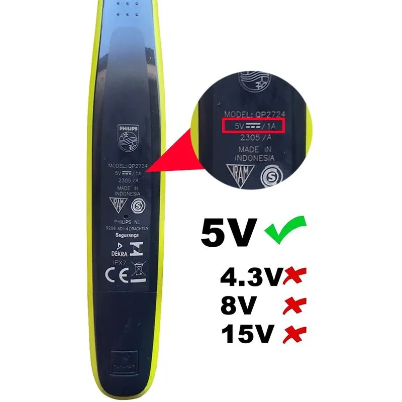 Зарядное устройство USB 5 В для электробритвы Philips OneBlade MG7900 MG9520/50 QP1424 QP2724 QP2834/70 S5885 S7886 BRL176, зарядка через USB