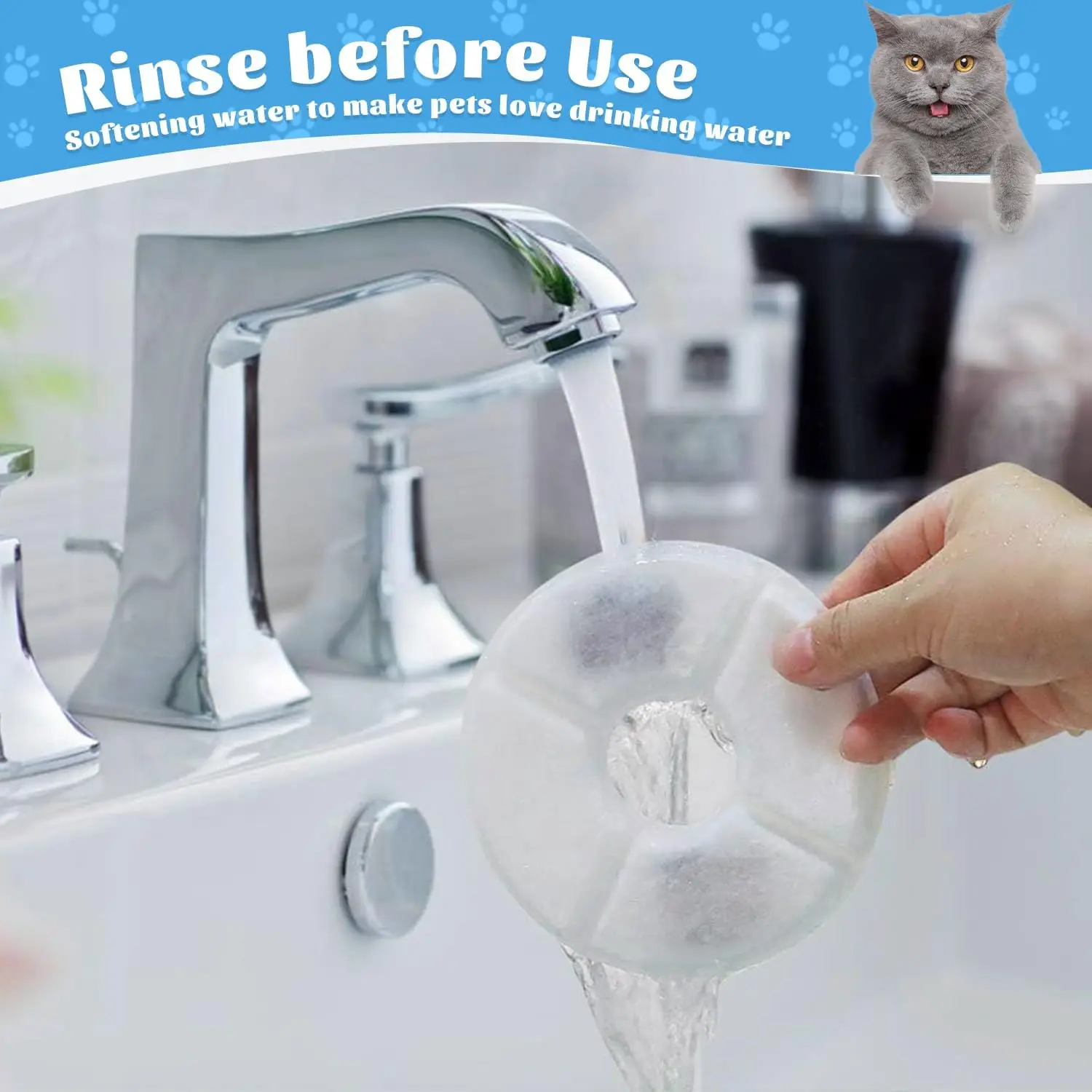Replacement Activated Carbon Filter for Cat and Dog Water Fountains Flower Shape Round Dispenser Pet Water Fountain Filters