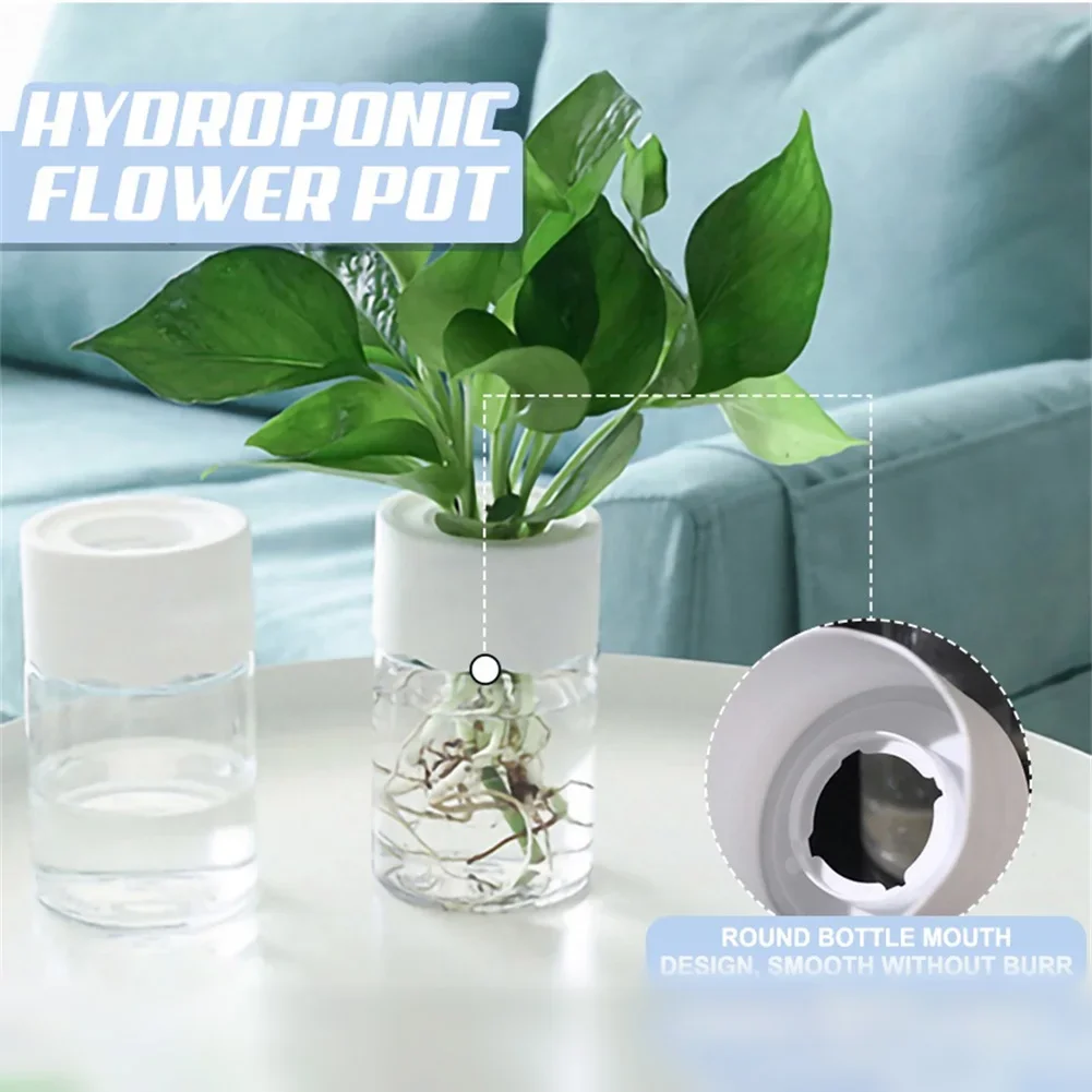 Mini Hydroponic Flower Pot Transparent Soilless Plant Vase for Home Decoration, Imitation Glass Green Plants Pot