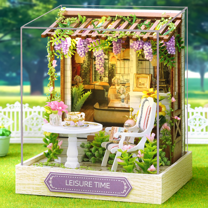 มินิบ้านตุ๊กตาจิ๋ว DIY บ้านหลังเล็กชุดพร้อมเฟอร์นิเจอร์ห้องทําของเล่นบ้านตกแต่งห้องนอนตุ๊กตาไม้