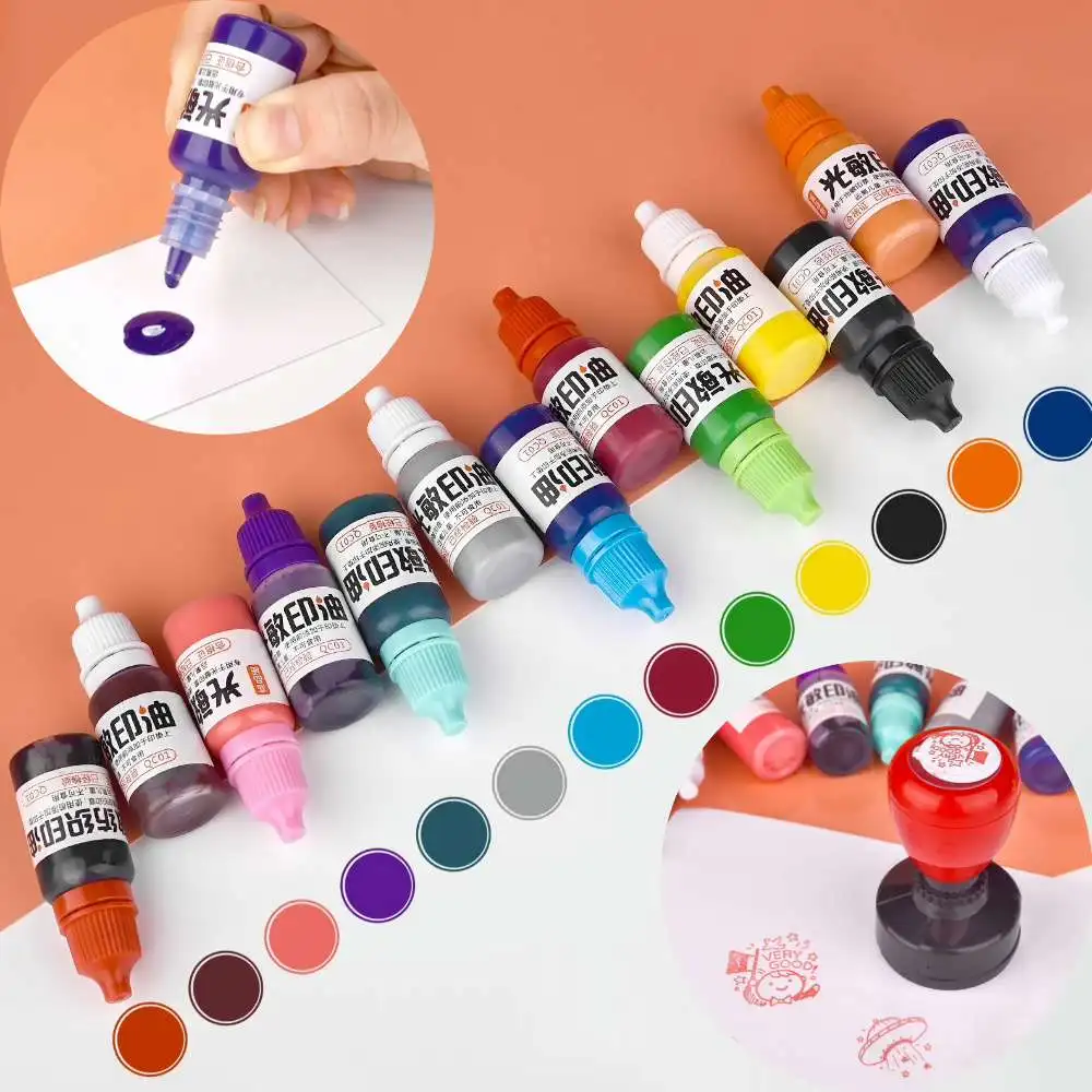 10ml หมึกสิ่งทอกันน้ําหมึกเติมหมึกสําหรับสํานักงานโรงเรียน Make Seal อุปกรณ์นักเรียนเด็กการพิมพ์ไม่ซีดจาง