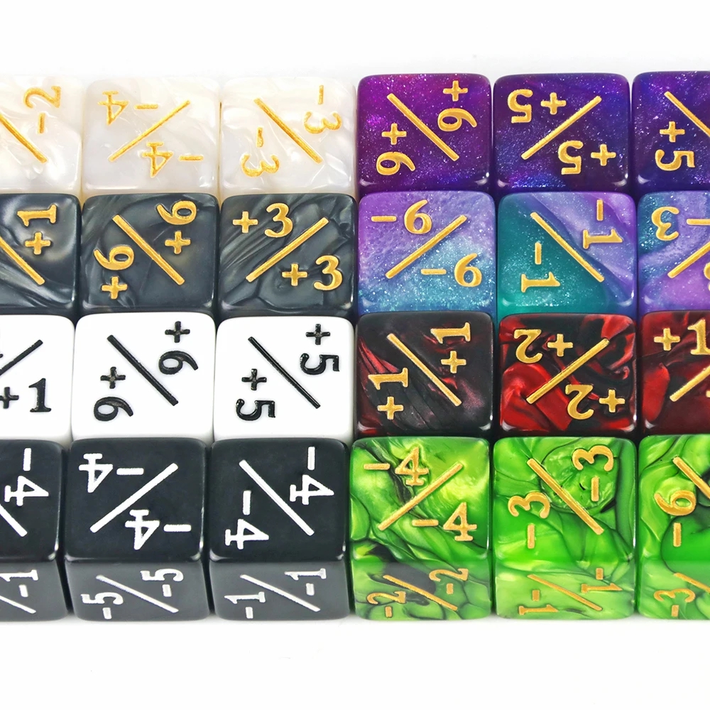 Conjunto de dados de seis lados, contadores d6 + 1/ + 1 e -1/-1 conjunto para ensino de matemática, brinquedos aritméticos infantis, acessórios de jogo de cartas com 10 peças