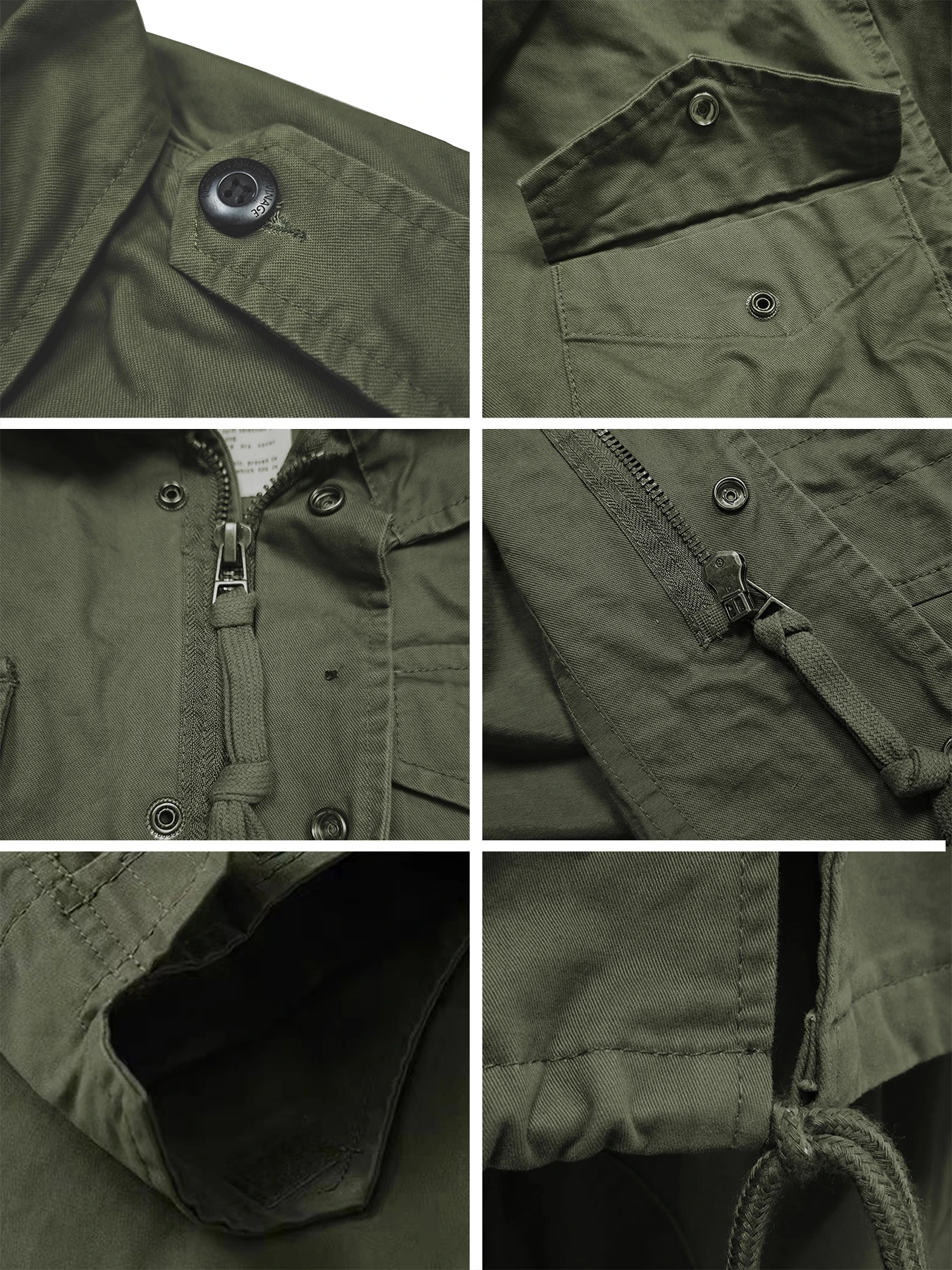 Jaqueta de campo M65, jaqueta militar masculina, jaqueta retrô com gola multibolso e zíper, 100% algodão