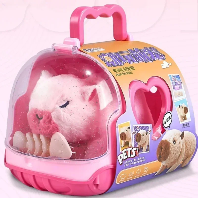 Electric Capybara Walking Doll Toy With Sound Children's Electric Plush Dolls Toy Animal Capybara Plush Figure Set Random Color
