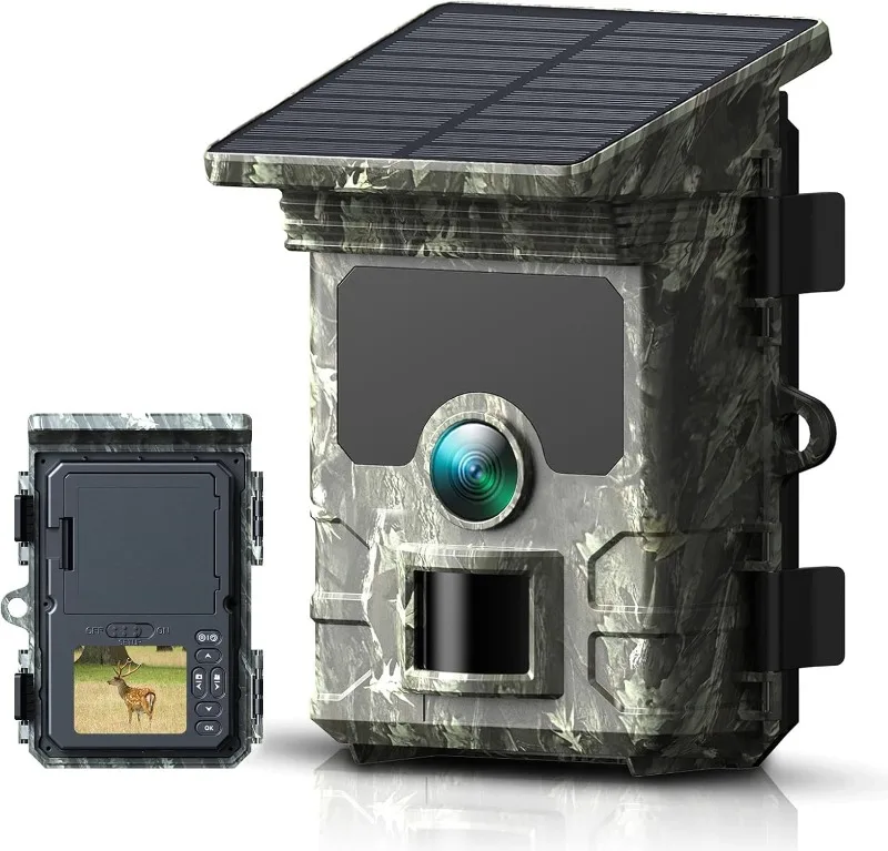 Cámara de caza con Panel Solar de 30MP, 2K, monitoreo de visión nocturna infrarroja, trampa para vida silvestre, cámara de rastreo, grabadora de vídeo y fotos
