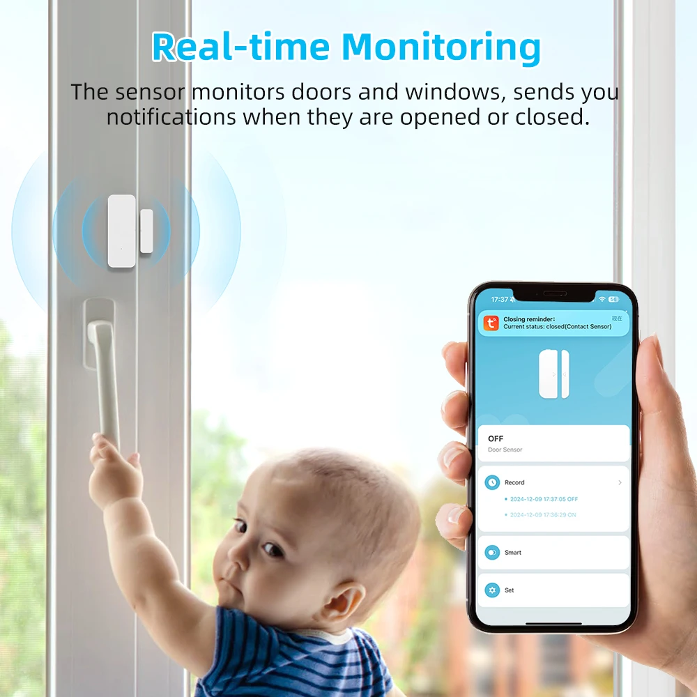 AVATTO Tuya WiFi 1-6PC Tür Sensor Smart Tür Fenster Detektor Home Security Alarm APP Fernbedienung funktioniert Für Alexa Google Hause