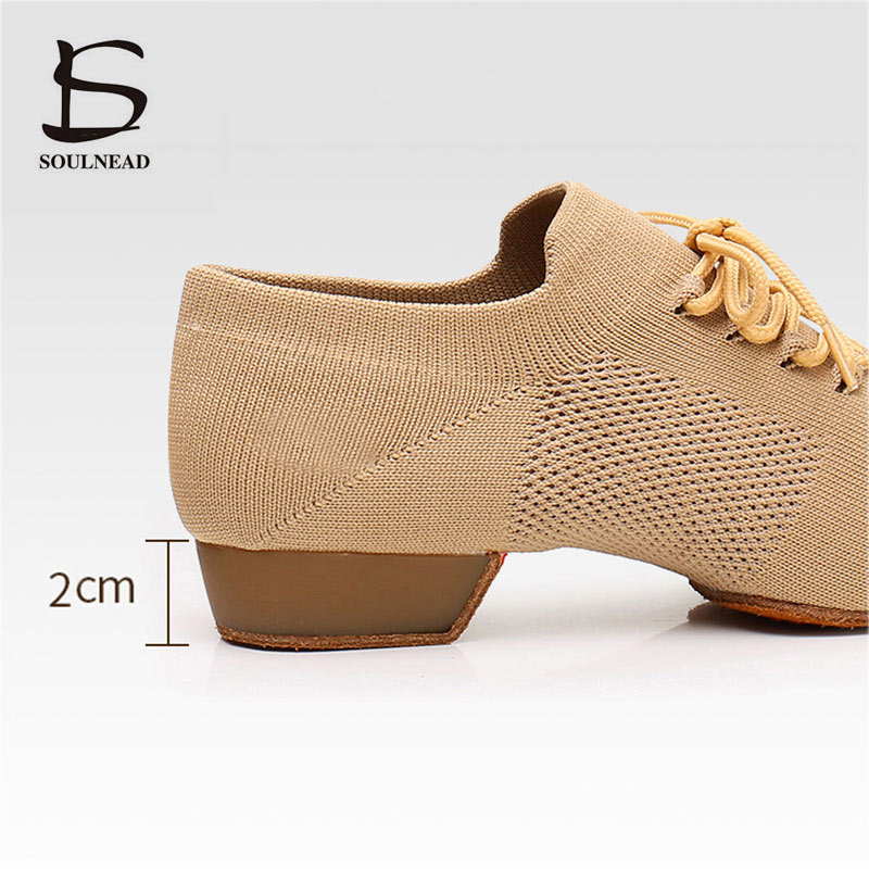 Jazz Dance Schuhe Frauen Linie Tanzen Schuhe Weichen Boden Frau Tanz Turnschuhe Casual Hausschuhe Mesh Gestrickte Slip-on Weibliche schuhe