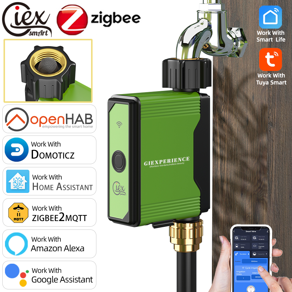 WiFi и Zigbee Таймер Полива для Сада, Умная Система Орошения Капельного и Спринклерного Типа с Встроенным Рекордером Потока Воды, Контроллер Tuya 2MQTT ZHA