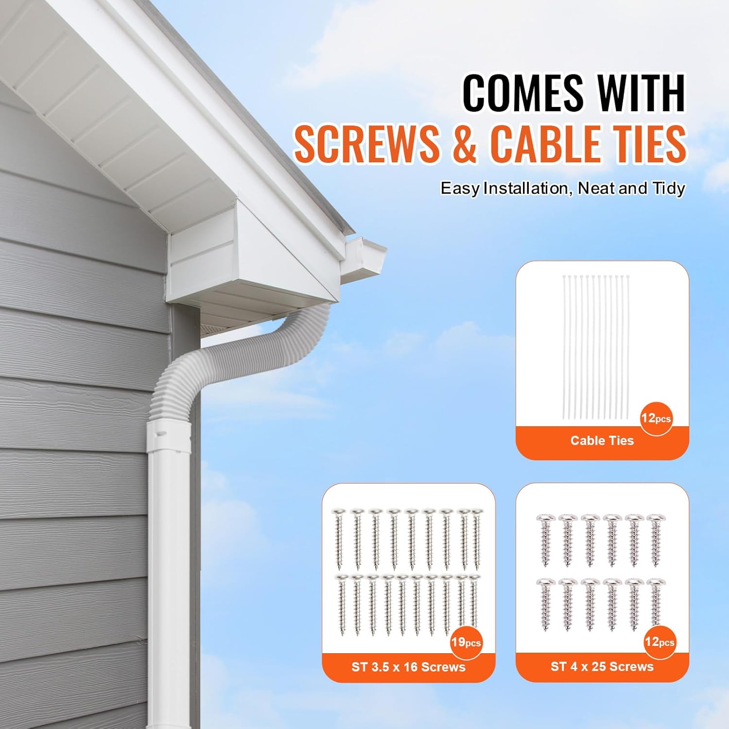 Mini Split Line Set Cover 3-inch W 10Ft L, PVC Decorative Pipe Line Cover for Air Conditioner with 5 Straight Ducts