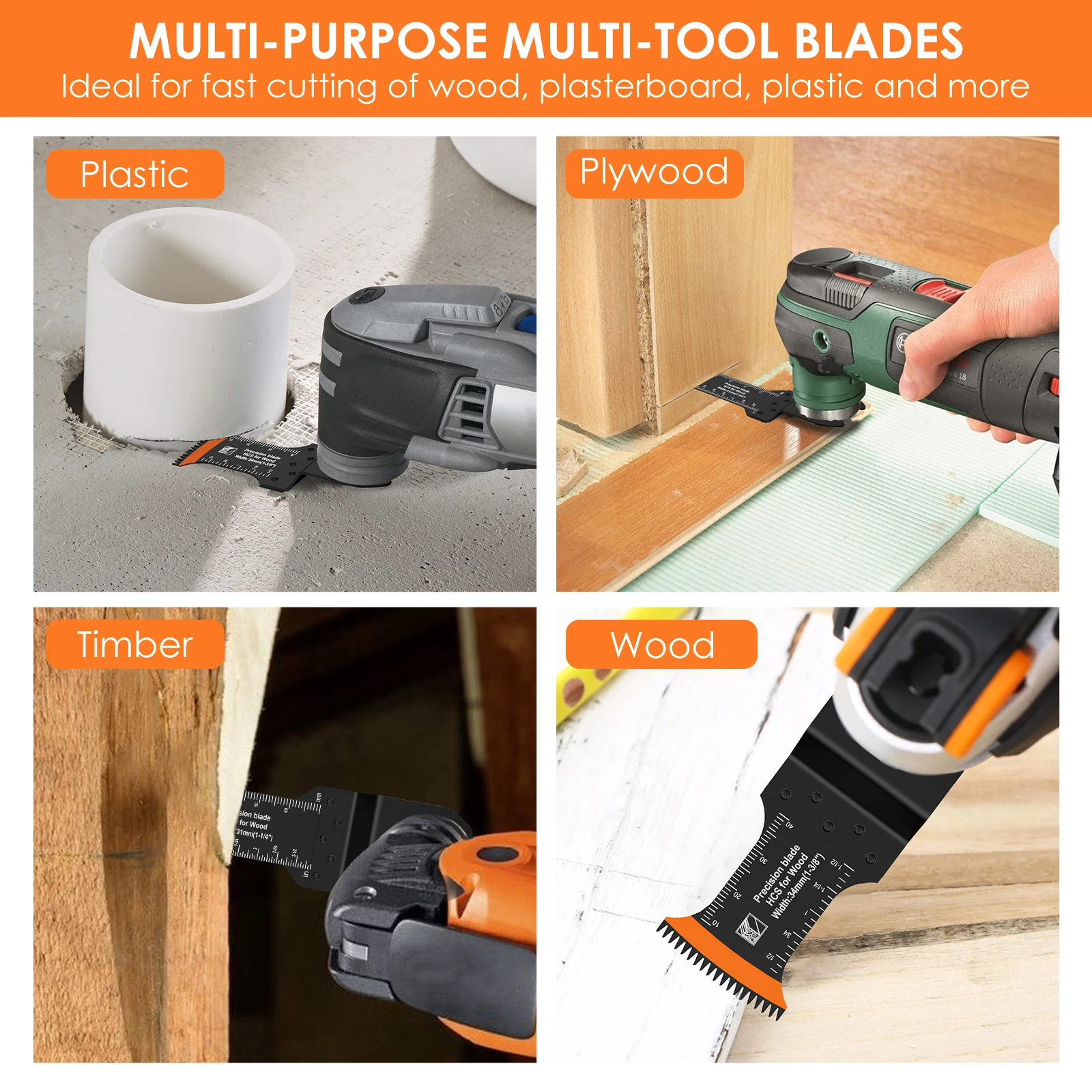 10 Stuks Japanse Oscillerende Zaagbladen Koolstofstaal Bi-Metaal Gebogen Rand Multitool Messen Scherp Slijtvast Snijblad