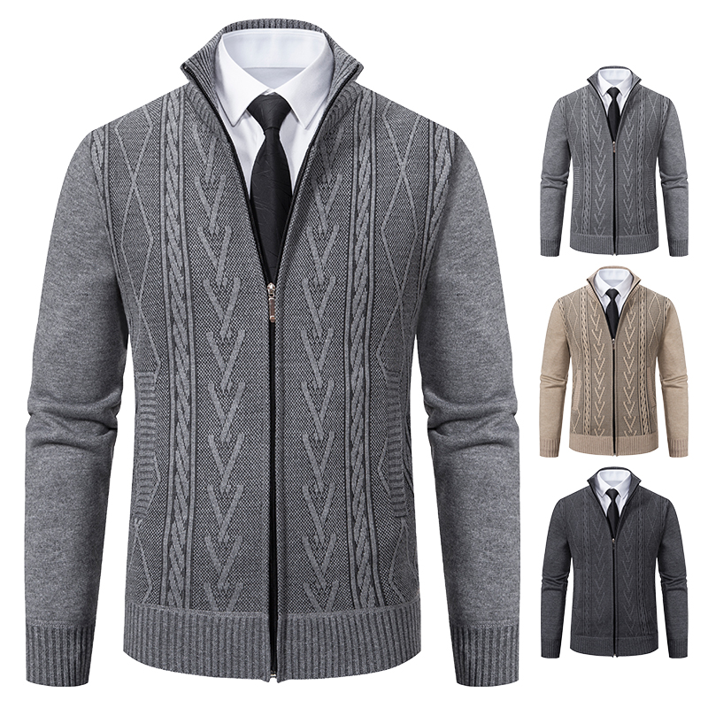 2023 outono e inverno novo cashmere acolchoado quente casual casaco de malha masculino