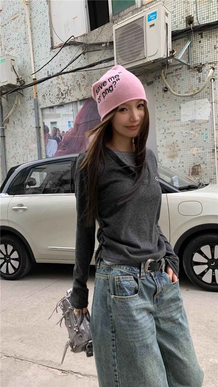 Camiseta falsa de dos piezas para mujer, camiseta de manga larga para otoño e invierno, corte ajustado y parte inferior adelgazante, parte superior inferior retro