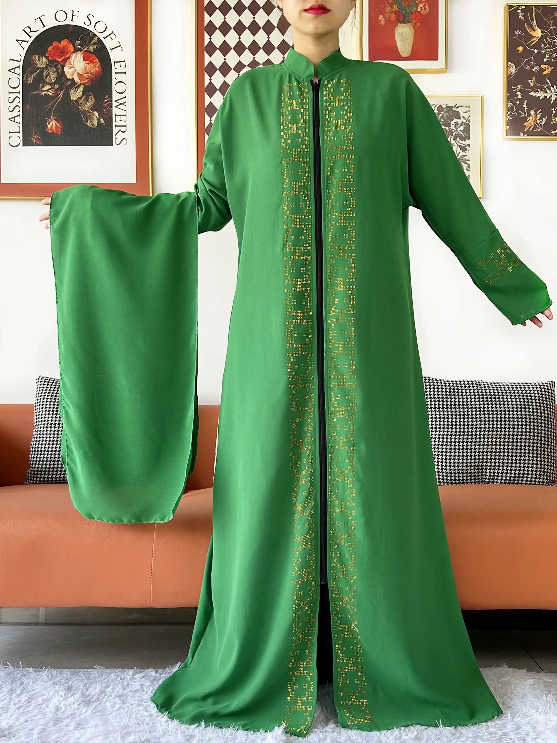 イスラム教徒の女性のためのタートルネックドレス,長袖,オープンアバヤ,ラマダン,ドバイのカフタン,イスラムの着物,透明なカーディガン,2024
