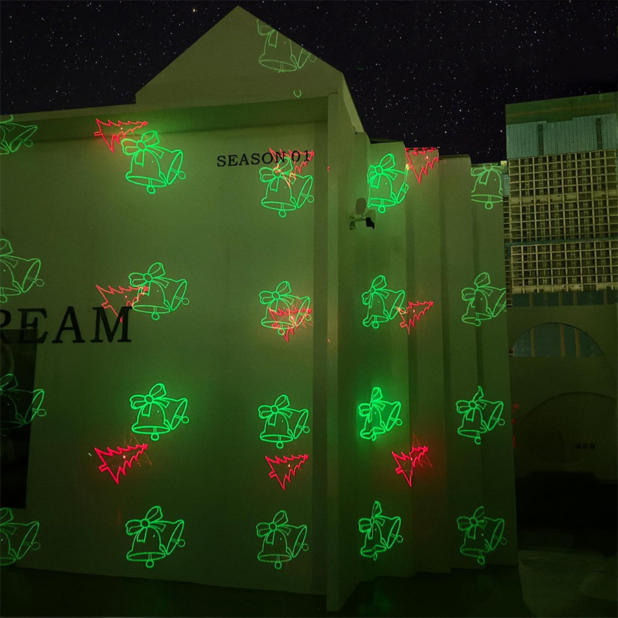 Red Green Blue 3 Color Christmas Laser Projector Lights 8 Patterns LED Projection Lights with Remote Landscape Laser Spotlights