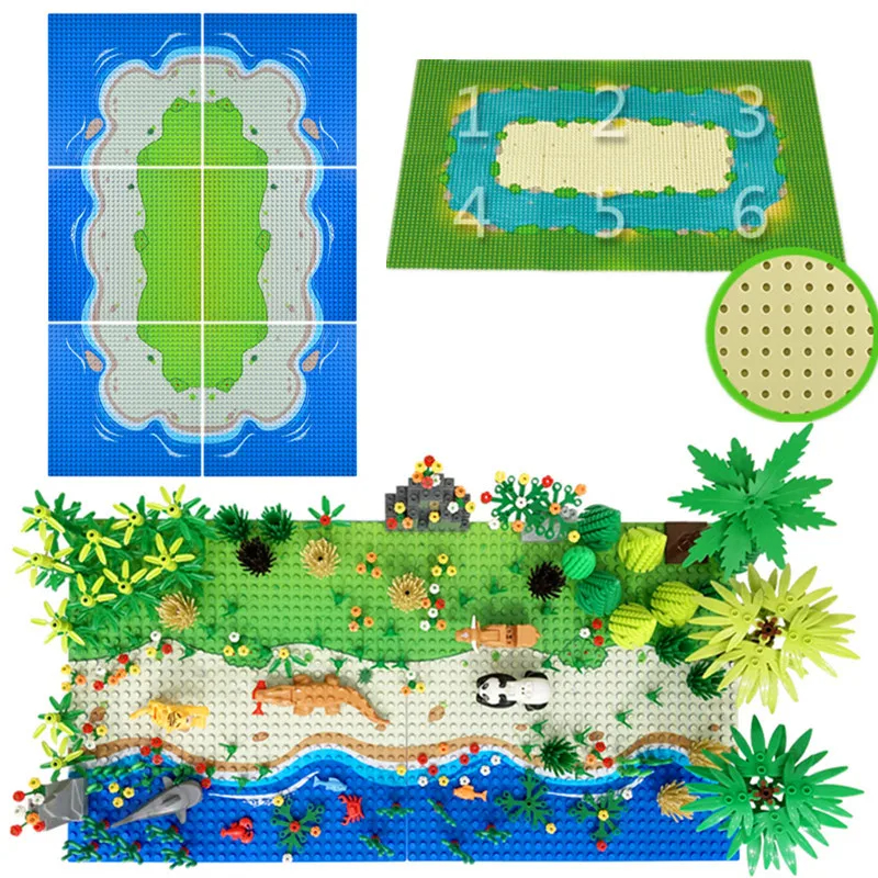 32X32 32Dots Classic Building Block ฐานแผ่น City View การจราจรแผนที่ตัวเลขของเล่นก่อสร้างอิฐจุดพลาสติก Baseplates