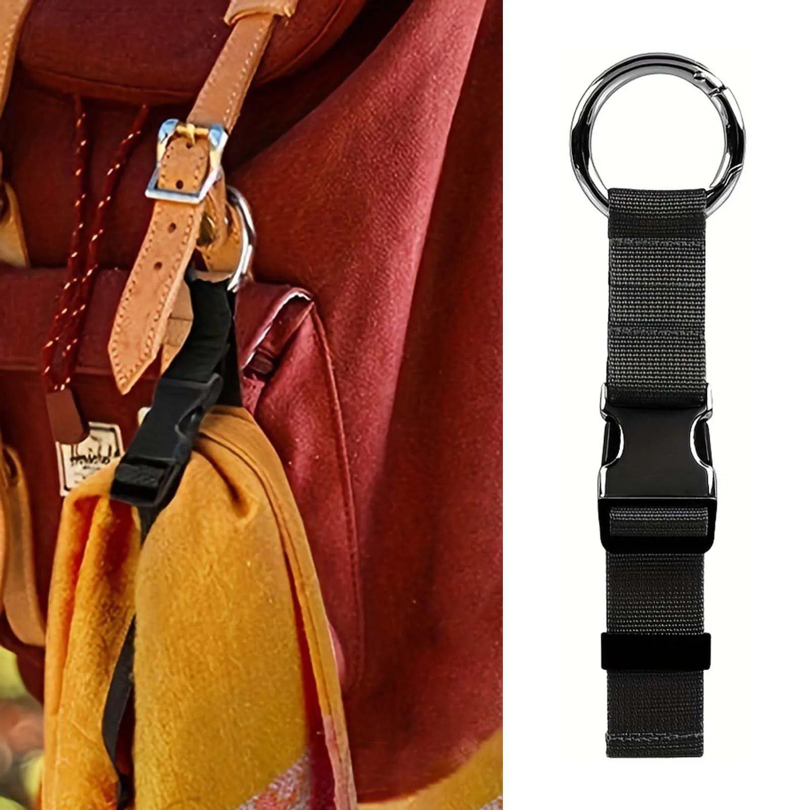 Mochila com alça fixa para bagagem de viagem, alça externa portátil com fivela de liberação, alça de bagagem, cinto, suporte para jaqueta