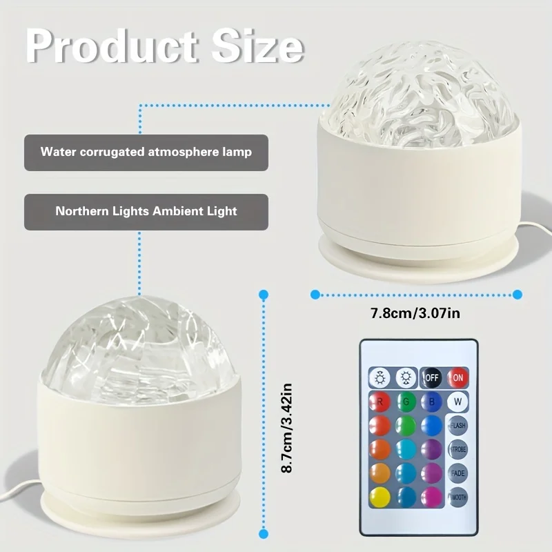 Lampada per proiettore Northern Aurora/ondulazione d'acqua Luce notturna a LED con telecomando Decorazione per feste Proiettore di luce Luce d'atmosfera