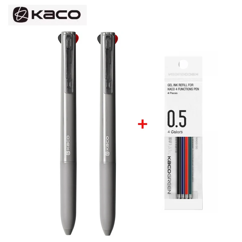 KACO Easy 3-в-1 гелевая ручка, многофункциональный механический карандаш 0,5 мм и шариковые канистры для плавного письма, школьная замена стержня, 4 цвета
