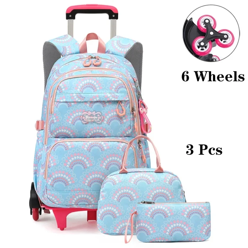 Wheeled Bag Students Rolling School Bags Children Waterproof Backpack 6 Wheels School Backpacks Middle School Trolley Luggages