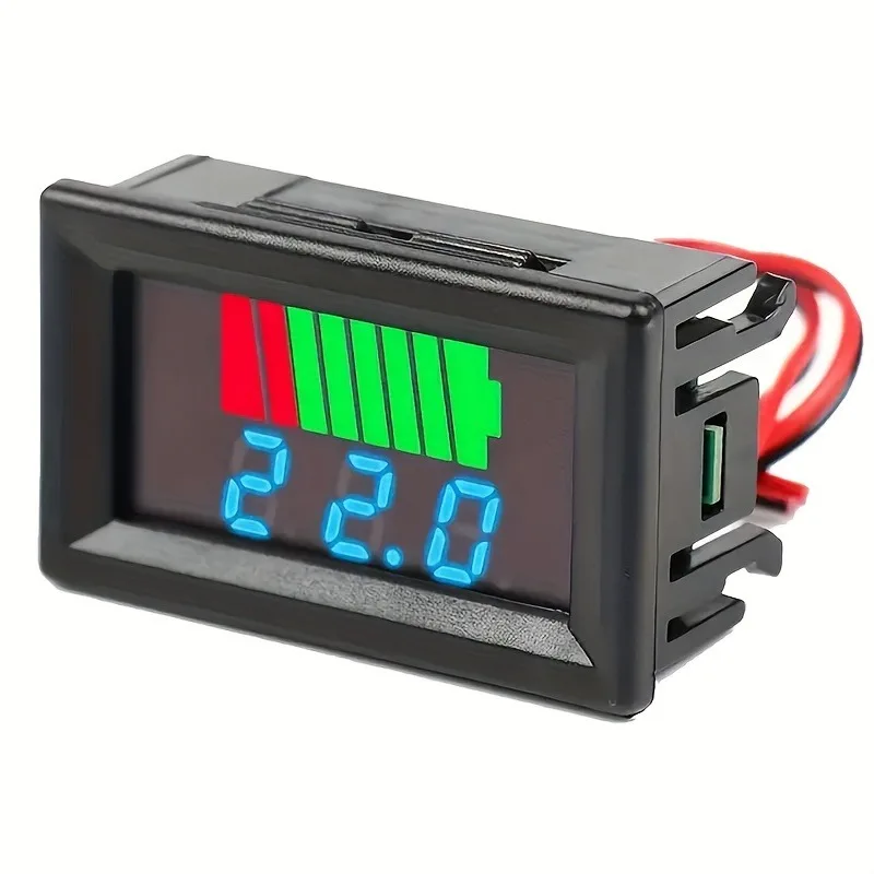 Indicateur de niveau de Charge de batterie de voiture 12V 24V 36V 48V 60V, compteur de capacité de batterie au Lithium, affichage LED, voltmètre