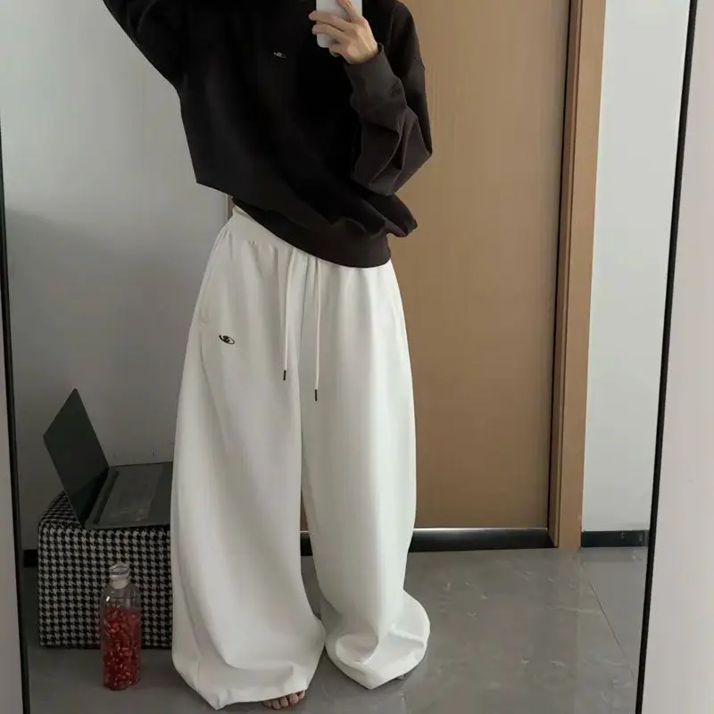 American Retro Hip-Hop Oversized Woman Black Casual Sweatpants Korean Streetwear Loose Jogging Pants High Waist Wide-Leg Pants
