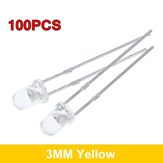 5สี X20pcs = 100Pcs F3 Ultra Bright 3มม.รอบน้ำใสสีเขียว/สีเหลือง/สีฟ้า/ไฟ LED สีขาว/แดง LED Light Emitting ไดโอด Dides ชุด