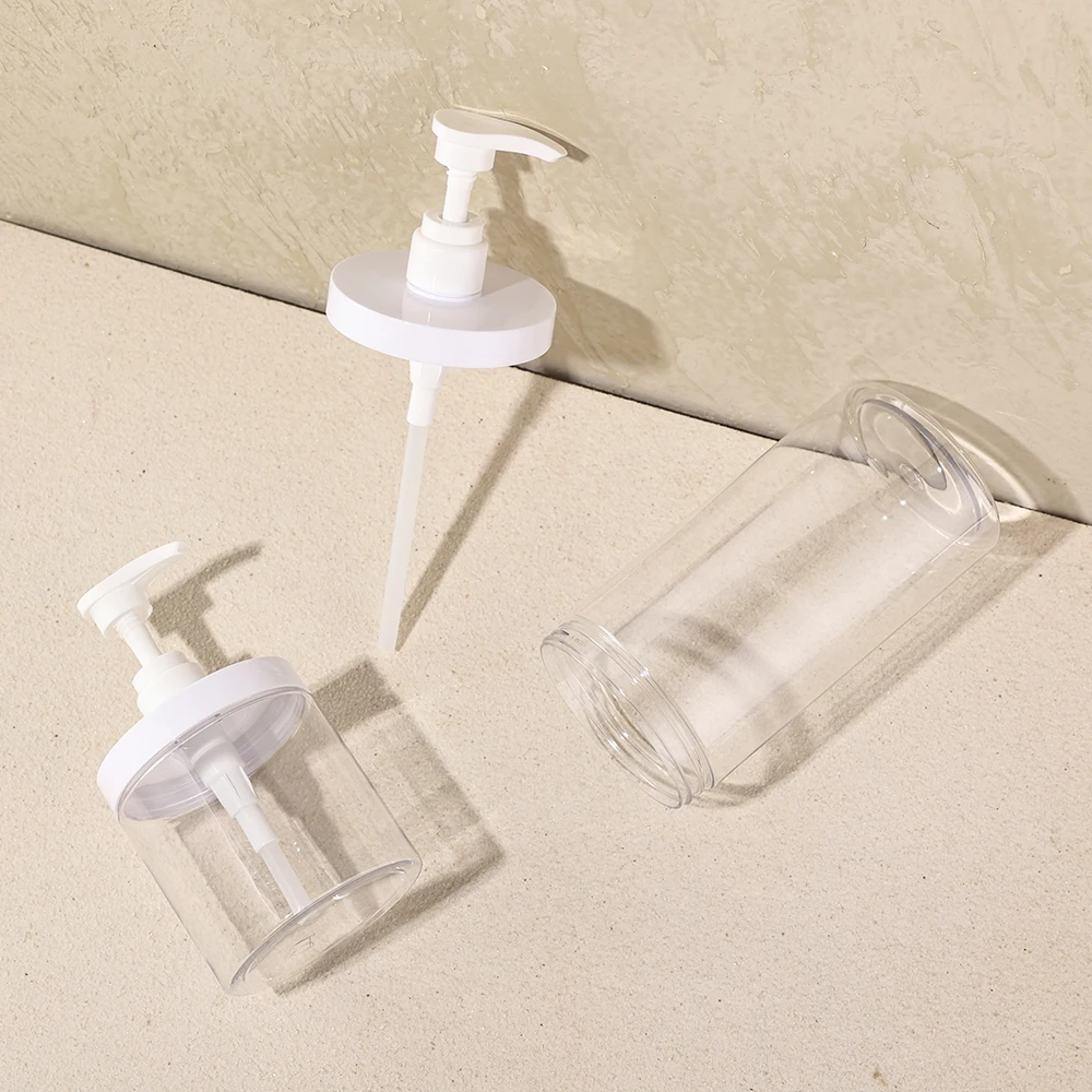Dispensador de botellas con bomba de 500ml/1000ml, botellas rellenables de plástico, estilo de boca ancha, vacío para jabón de ducha de viaje, 1 ud.