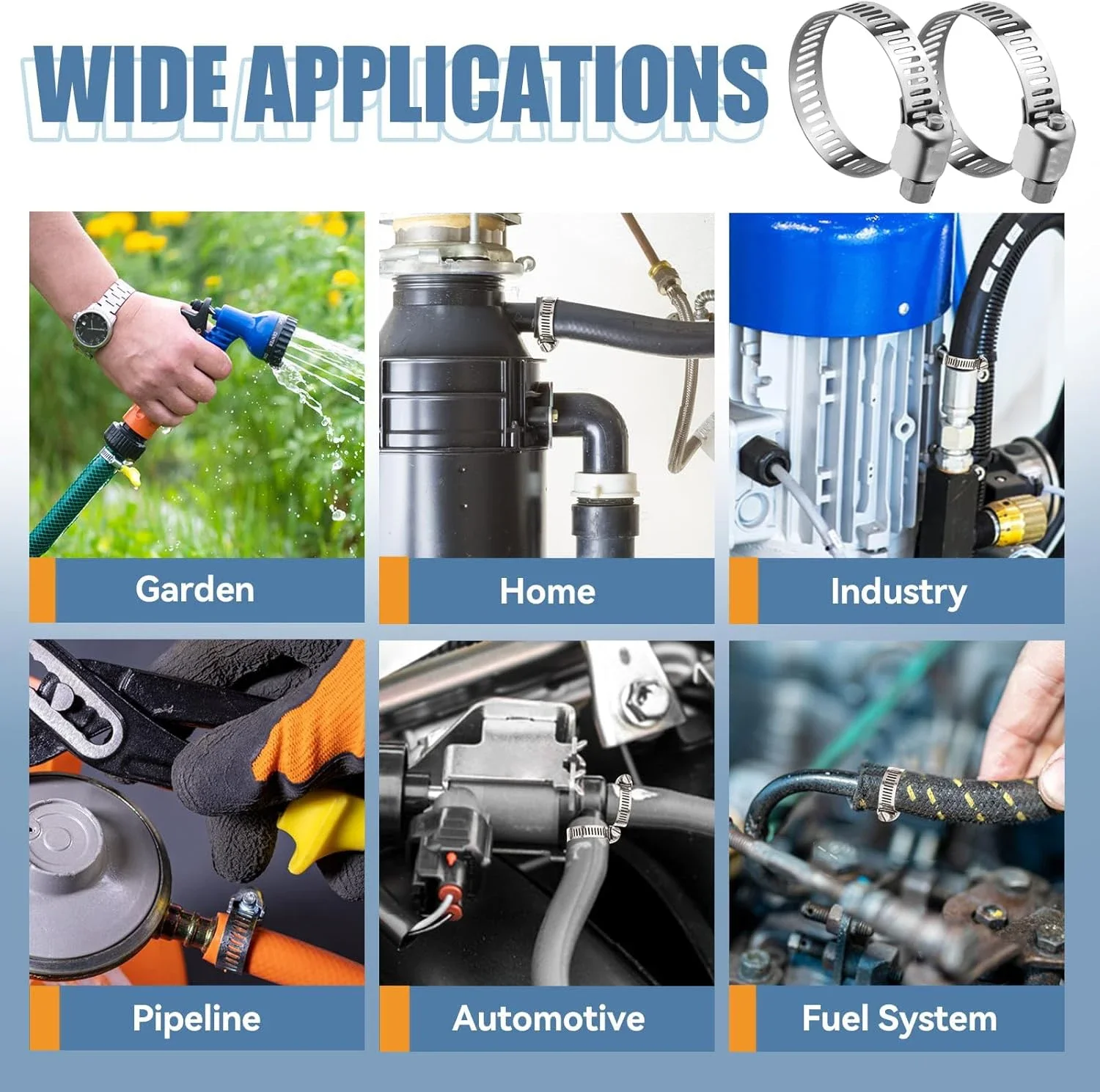 40 peças embaladas em caixa 8-29mm aço inoxidável estilo americano braçadeira de garganta caixa braçadeira combinação anel braçadeira anel junta