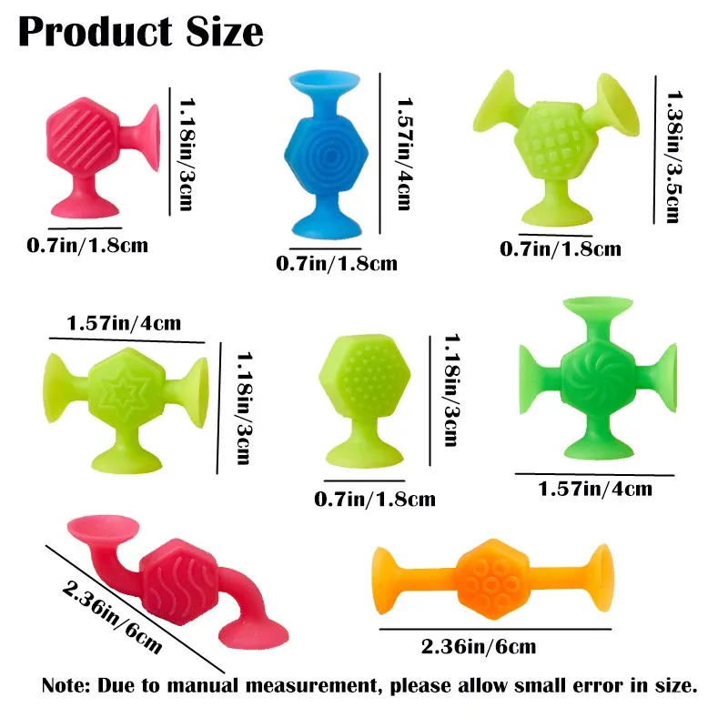25pcs Textured Suction Cup Toys, Stacking Construction Suckers Building Set for Kids, Playroom Bath Travel Game