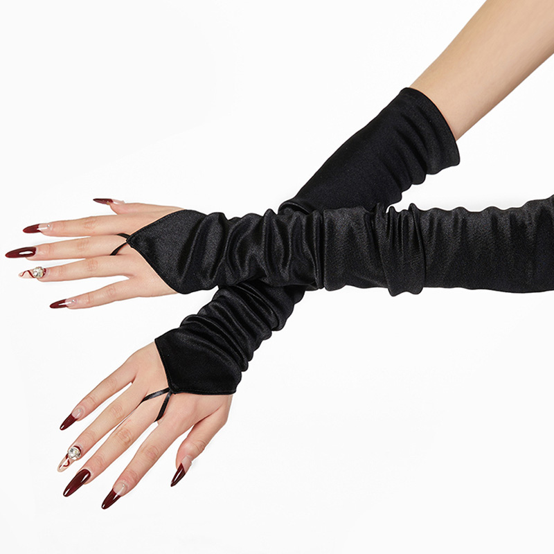 ヴィンテージ 1920 年代の指なしサテンパーティー手袋花嫁ドレスディナーコスチュームアクセサリーストレッチオペラ黒人女性ロング手袋 T140