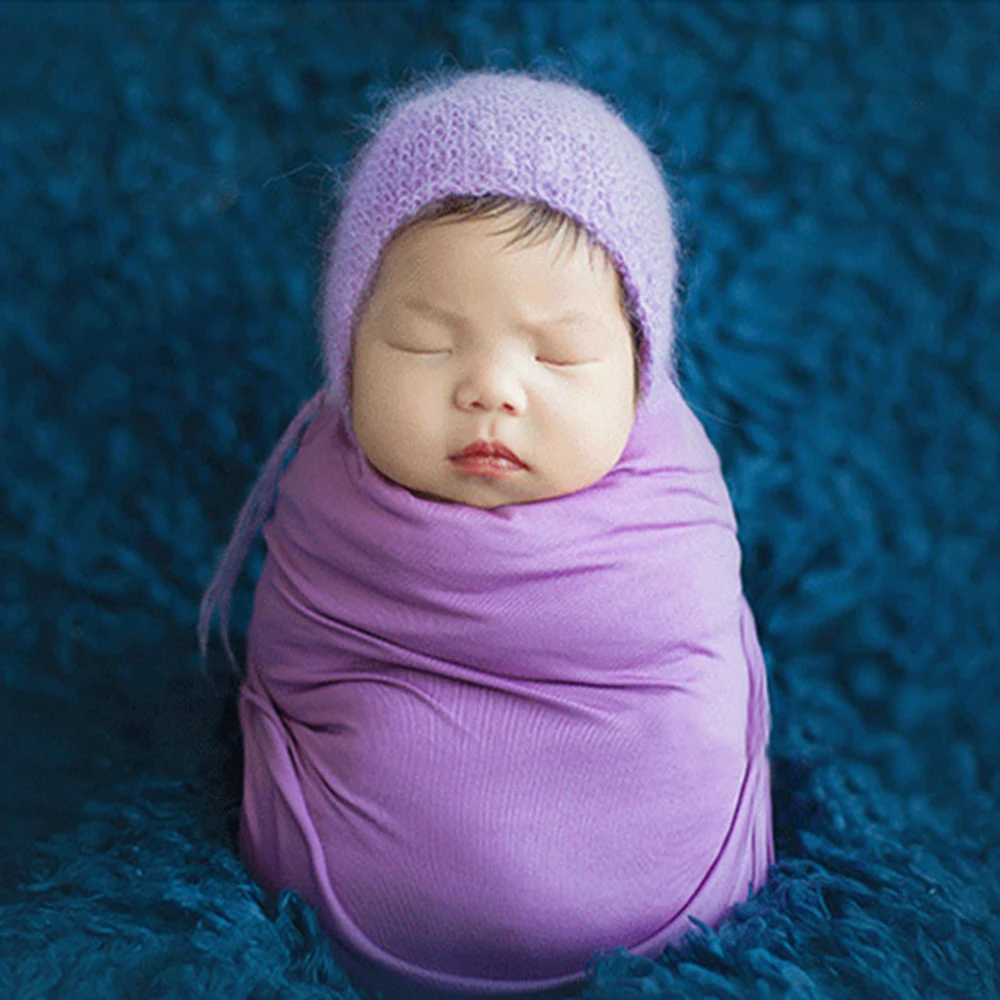 ทารกแรกเกิดอุปกรณ์ประกอบฉากการถ่ายภาพผ้าห่ม Props ภาพเด็กทารกห่อนม Napped ผ้าฝ้ายยืดห่อถ่ายภาพฉากหลัง