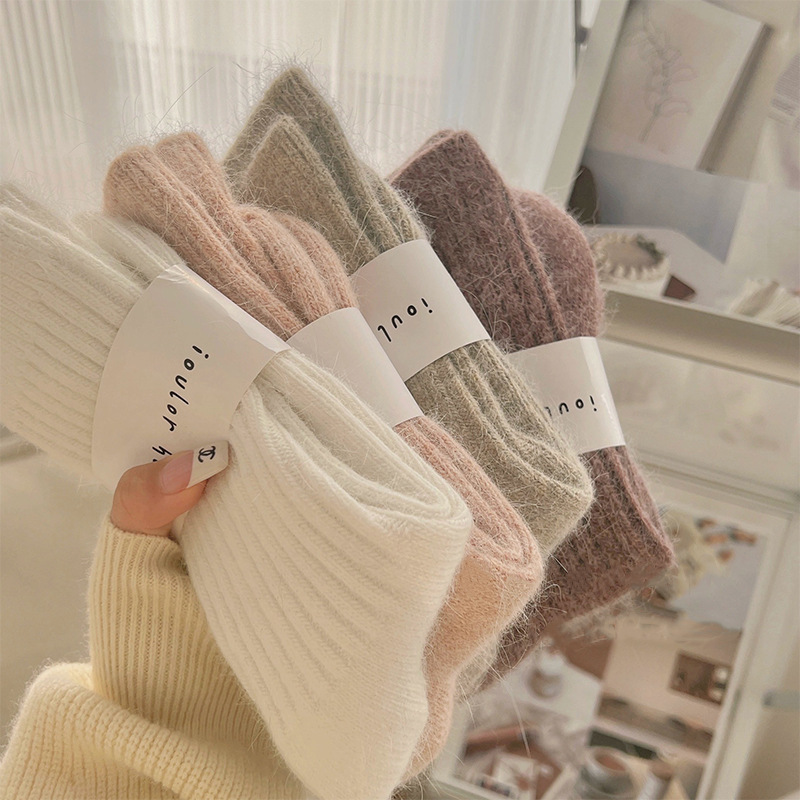 Nuovi calzini invernali da donna in lana di cashmere addensare calzini caldi da donna Sox calzini lunghi termici tinta unita moda giapponese Harajuku
