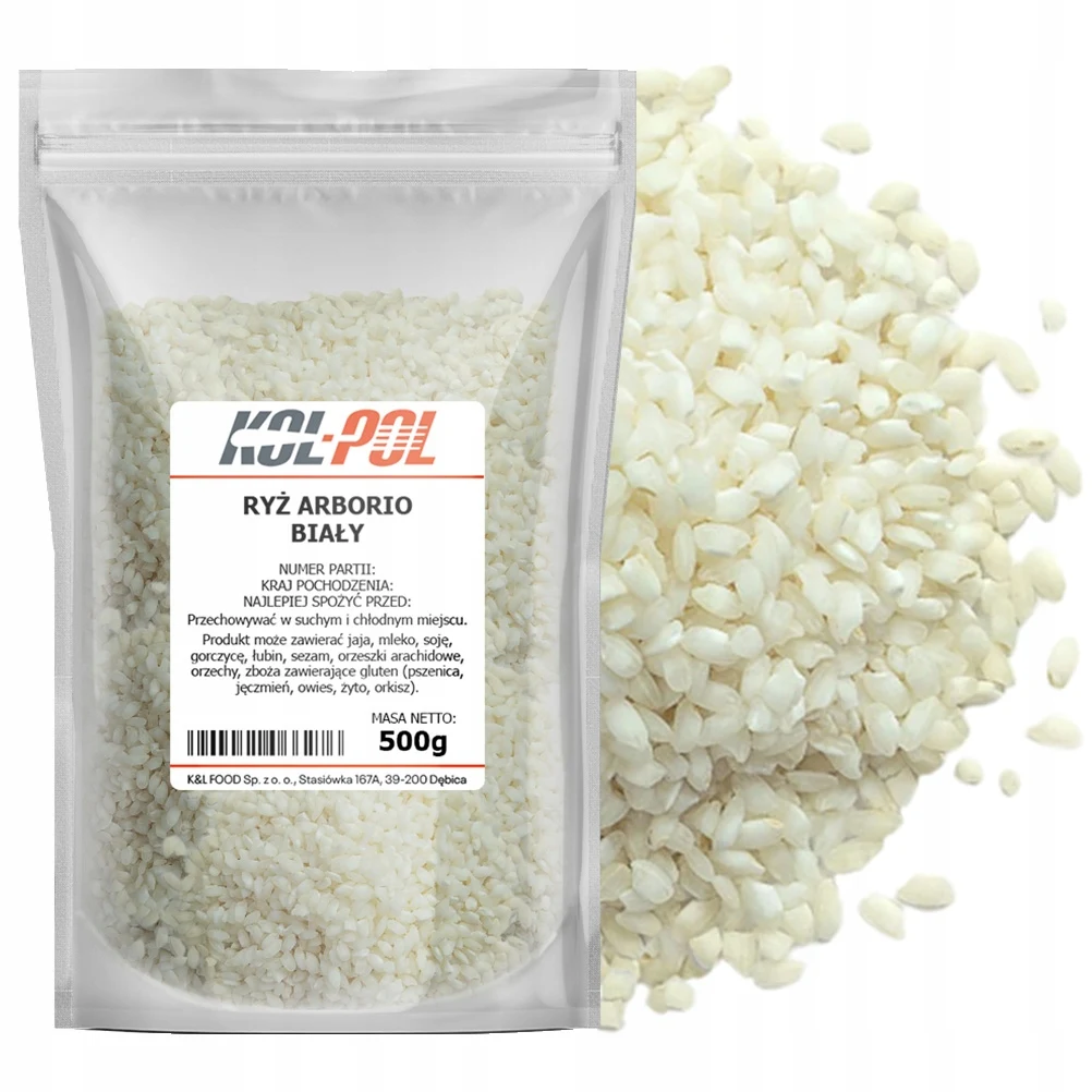 RYŻ ARBORIO 500g Naturalny biały ryż do risotto kremowy jakość Kol-Pol