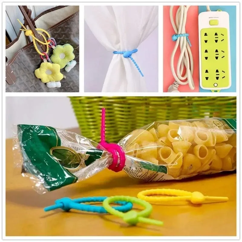 30PCS Silicone Riutilizzabile Cavo Filo Organizzatore Avvolgitore Portaoggetti Borsa Fascette Cavo Borsa Clip Risparmio Alimentare Auricolare Linea Tidy Clip