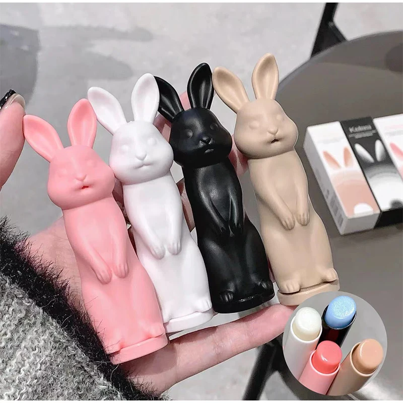 여아용 토끼 블랙 립밤 글로스, 건조하지 않음, 복숭아 투명 립 틴트, 보습 입술 메이크업 베이스, 어린이 립스틱