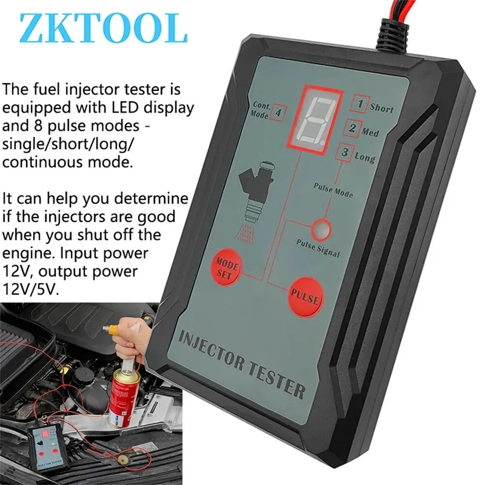 Probador de inyector de combustible mejorado y herramienta de limpieza DIY: prueba de dos inyectores simultáneamente, prueba de inyector de combustible de modo de accionamiento de potencia de 8 pulsos