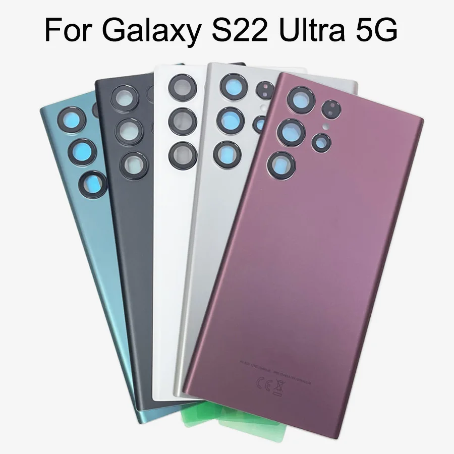 Rückseite aus Glas für Samsung Galaxy S22 Ultra 5G, Ersatz-Hartbatteriegehäuse für die Hintertür, hintere Gehäuseabdeckung mit Kleber